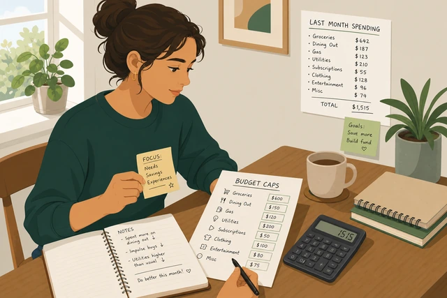 Illustration: assigning dollar caps to budget categories from last month spend