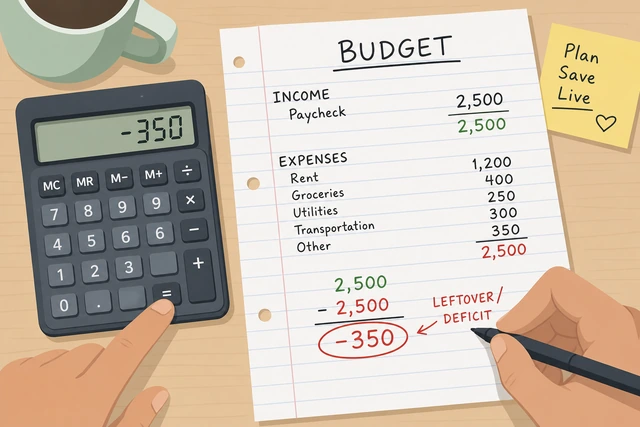 Illustration: subtracting budget lines to find leftover or deficit