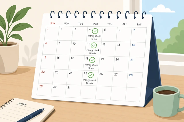 Illustration: calendar reminder for a weekly ten-minute budget check