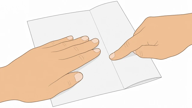 Illustration: sharpening paper crease with fingernail or ruler edge