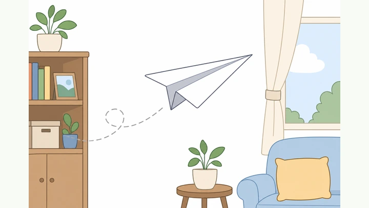 Illustration: classic dart paper airplane ready to fly