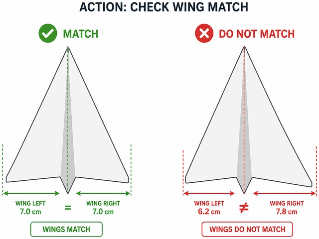 Illustration: comparing paper airplane wing symmetry