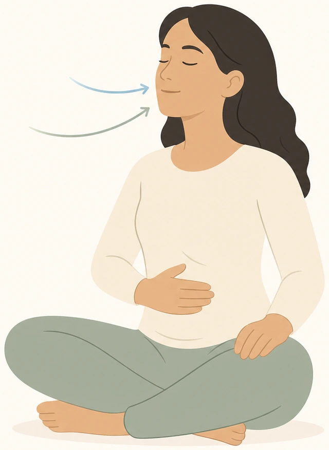 Illustration for Lengthen the exhale slightly longer than the inhale.