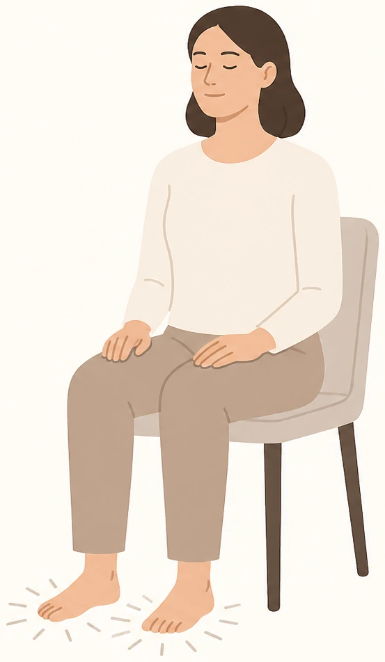 Illustration for Feel your feet or hands pressing down for grounding.