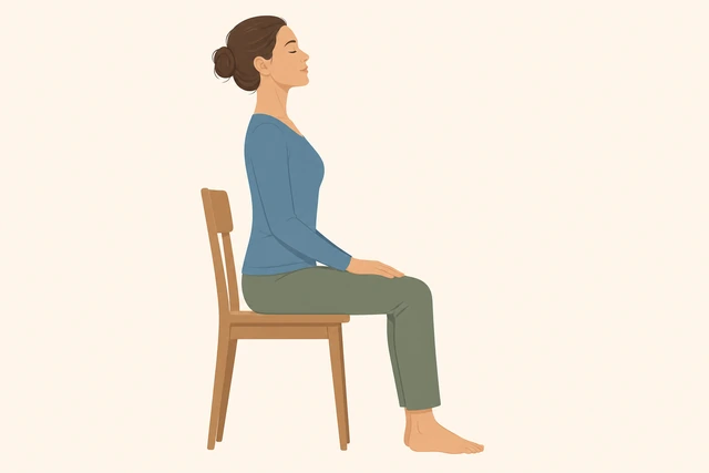 Illustration for Lengthen the spine and let the shoulders drop.