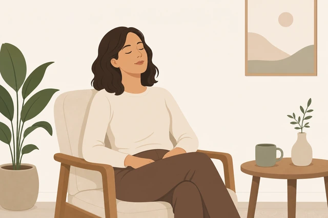 Illustration for Soften the eyes — close them or drop into a low gaze.