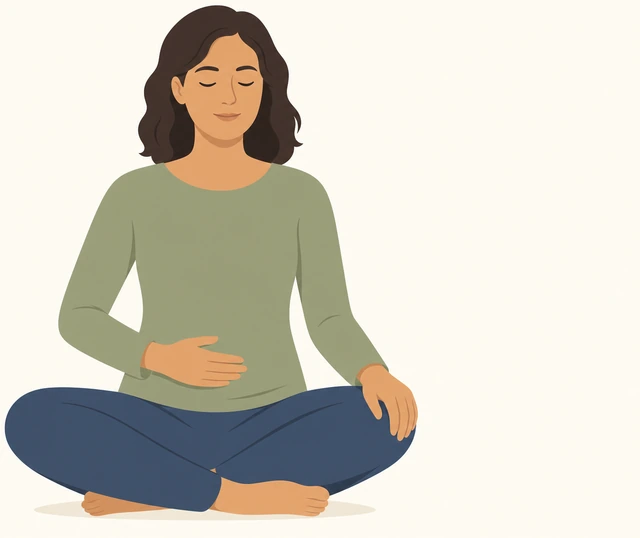 Illustration for Find the breath anchor at the nostrils or the belly.