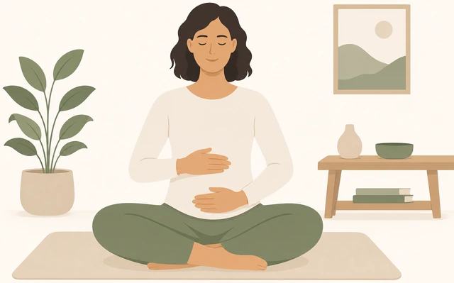 Illustration for Rest attention on the breath at its natural pace.