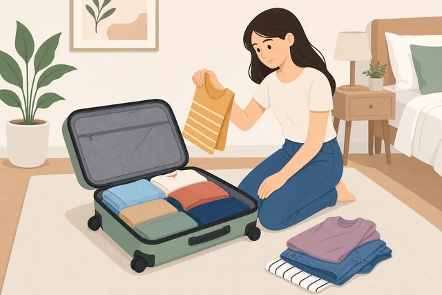 Illustration: removing one outfit instead of forcing suitcase zipper
