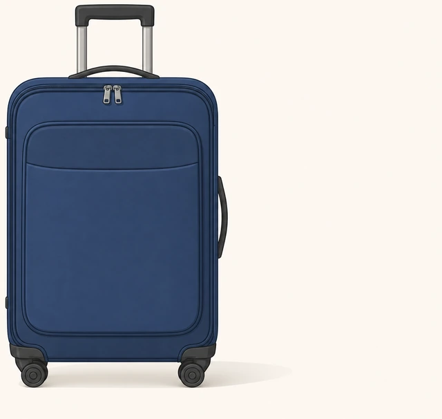 Illustration: zipped suitcase standing upright for a tip test