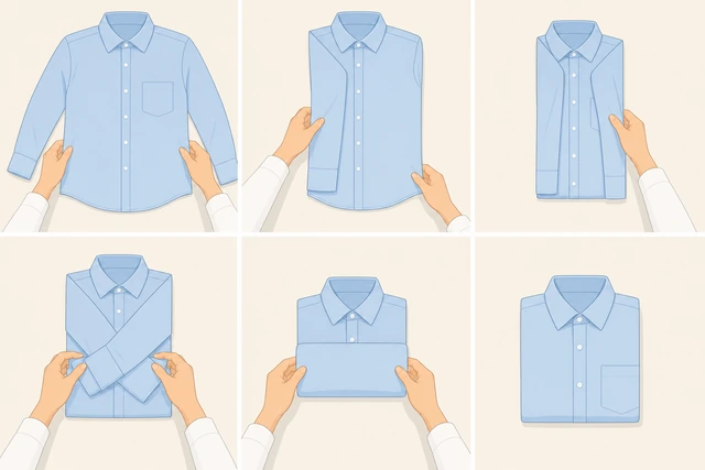 Illustration: folding a dress shirt instead of rolling it