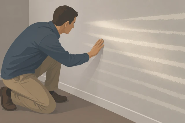 Illustration: examining striped lap marks on a painted wall