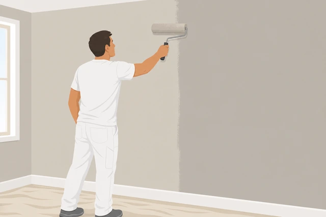 Illustration: re-rolling a wall section with a wet edge to fix lap marks
