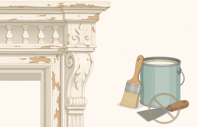 Illustration: delicate historic trim next to a paint can suggesting hiring a pro