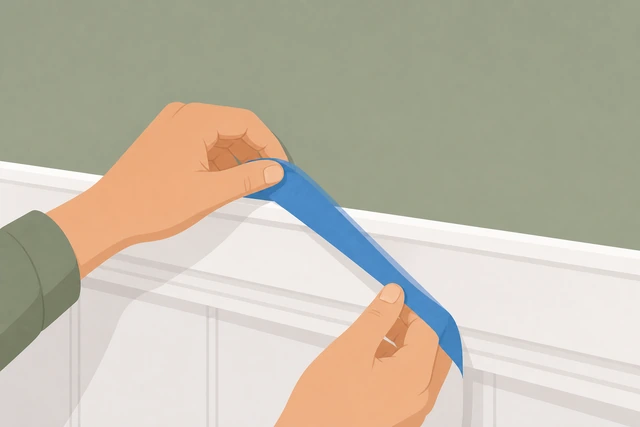 Illustration: peeling painters tape slowly to reveal a clean paint line