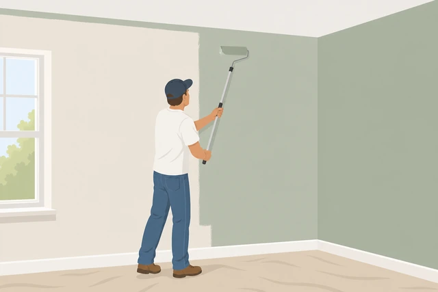 Illustration: painting adjacent wall sections while keeping a wet edge
