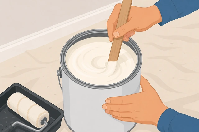 Illustration: stirring quality wall paint without over-thinning