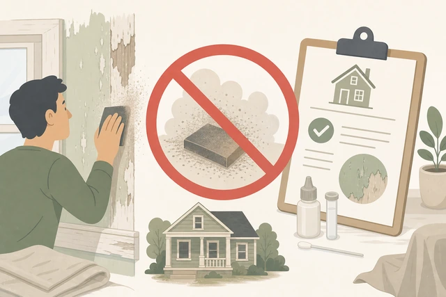 Illustration: caution about lead paint testing in an older home