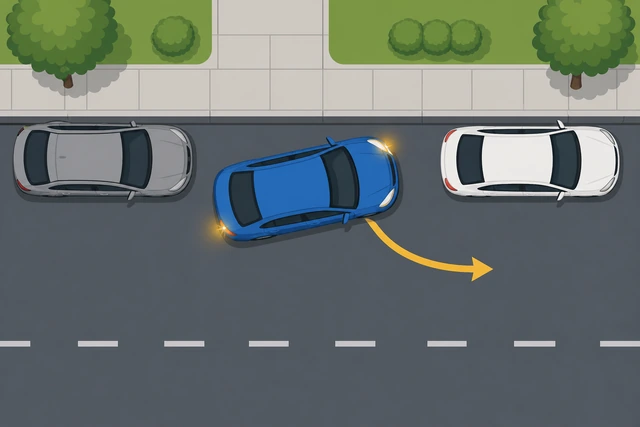 Illustration: pulling out of a poor parallel park attempt safely