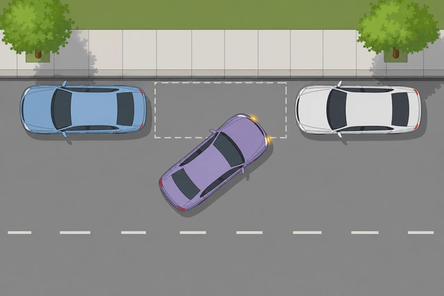 Illustration: restarting parallel park with earlier turn toward curb