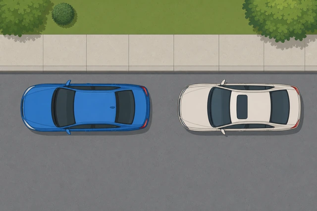 Illustration: car stopped parallel beside front car with rear bumpers roughly aligned