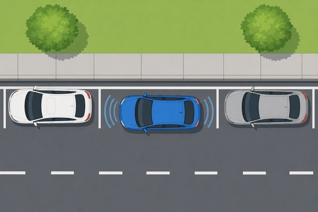 Illustration: straightening steering wheel while reversing deeper into parallel spot