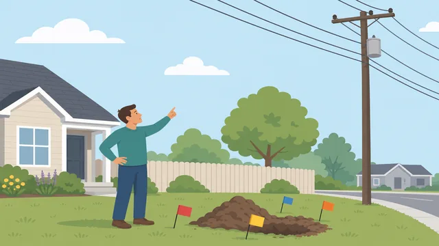 Person checking utility markings before planting a young tree