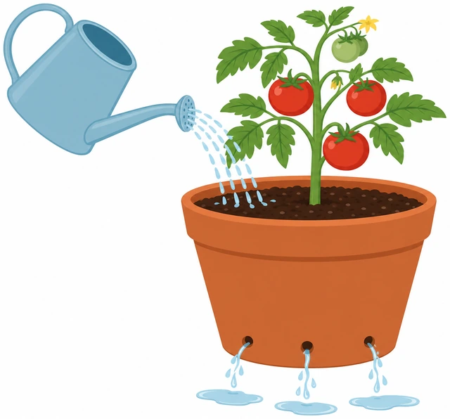 Illustration: testing new drainage holes with light watering