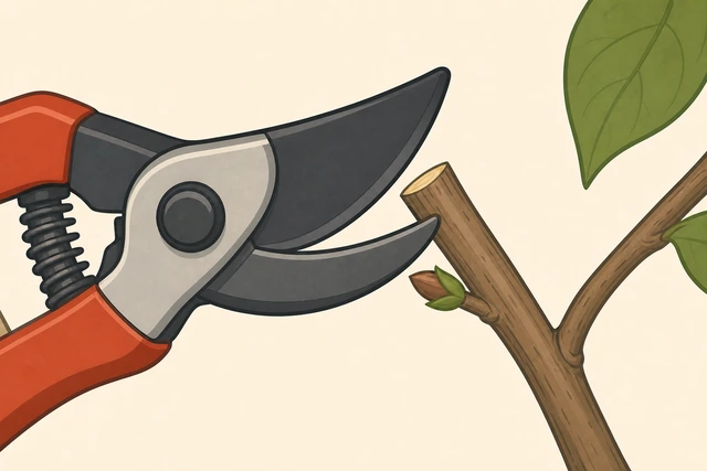 Illustration for Make each cut at an angle just above the outward bud.