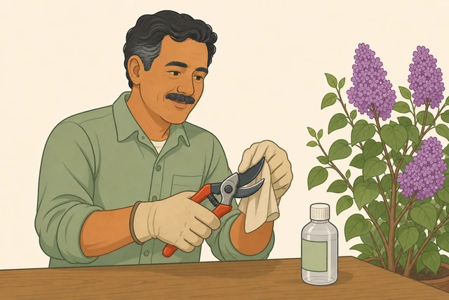 Illustration for Clean and sharpen your pruners.