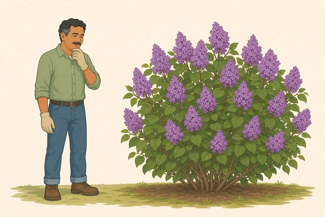 Illustration for Step back and assess the shrub's natural shape.