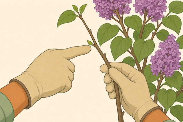 Illustration for Find an outward-facing bud for each remaining shaping cut.