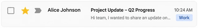 Illustration: Gmail message with yellow star and custom label applied after recovery