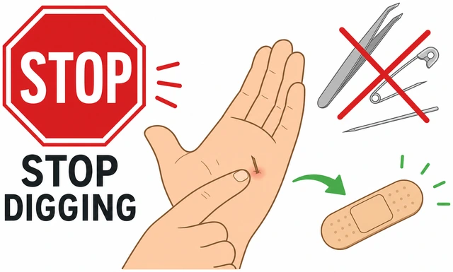 Illustration: stopping DIY splinter removal after a few careful tries