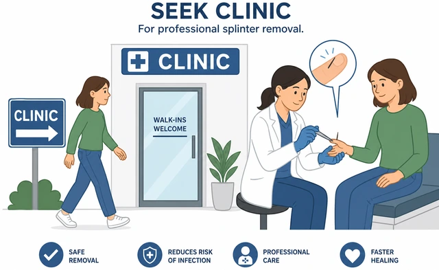 Illustration: clinic visit for professional splinter removal
