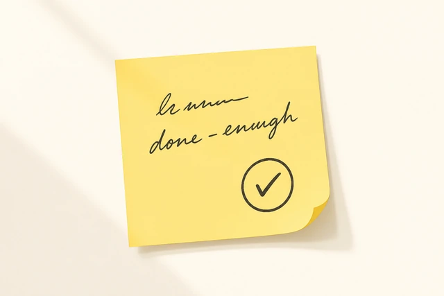Illustration: sticky marked done enough without extra makeup tasks
