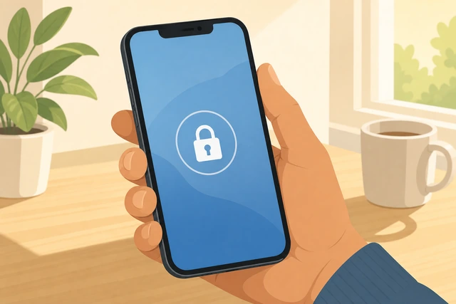 Illustration: locking a phone screen before any social feed opens