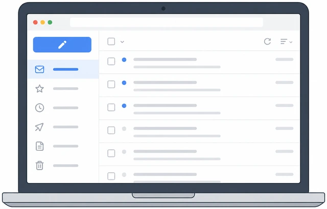 Illustration: browser showing Google sign-in success with Gmail inbox visible