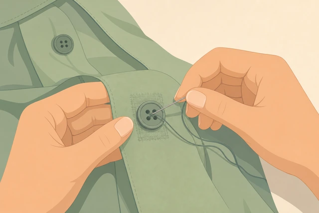 Illustration: resewing a button on a corrected mark