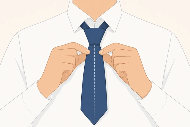Illustration: checking button alignment before final knot