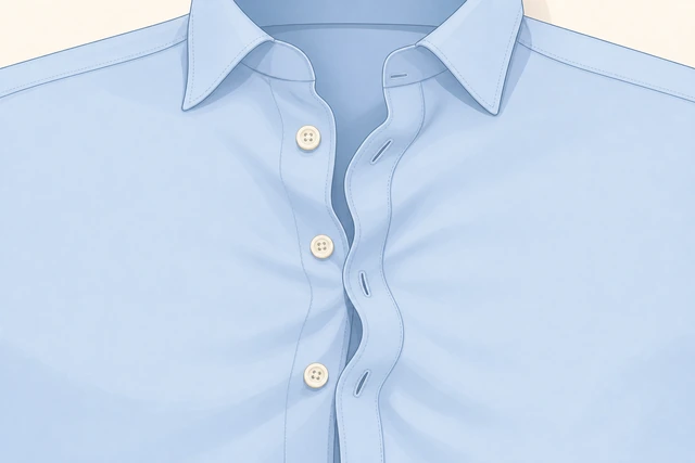 Illustration: distorted placket needing tailor help for button placement