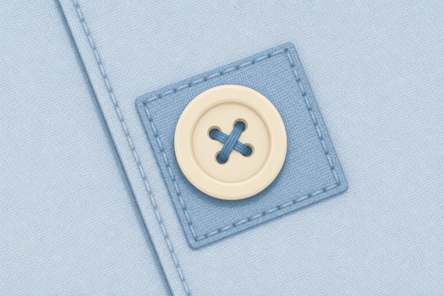 Illustration: small fabric reinforcement behind a button sew
