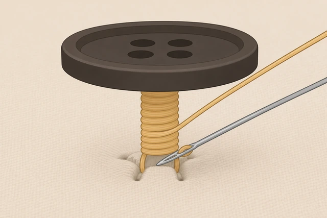 Illustration: wrapping thread to build a shank under a coat button