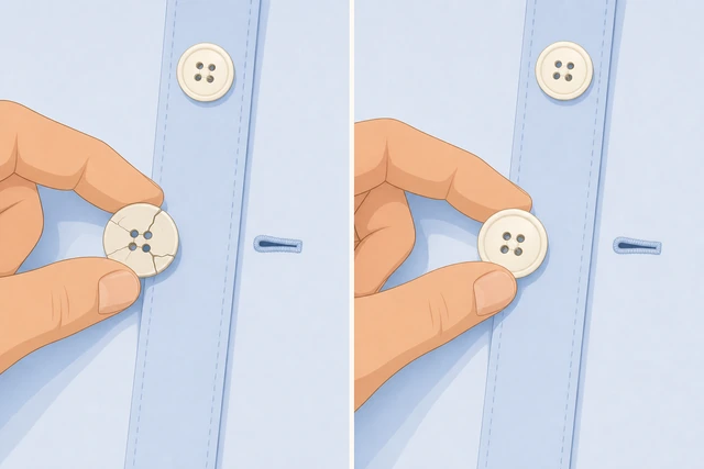 Illustration: replacing a cracked button with a new matching button
