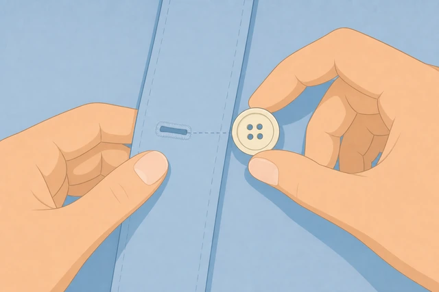 Illustration: marking button position on fabric aligned with buttonhole