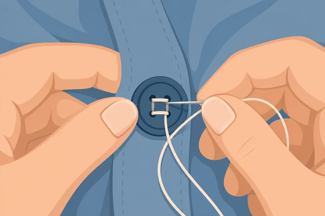 Illustration: stitching through opposite button holes repeatedly