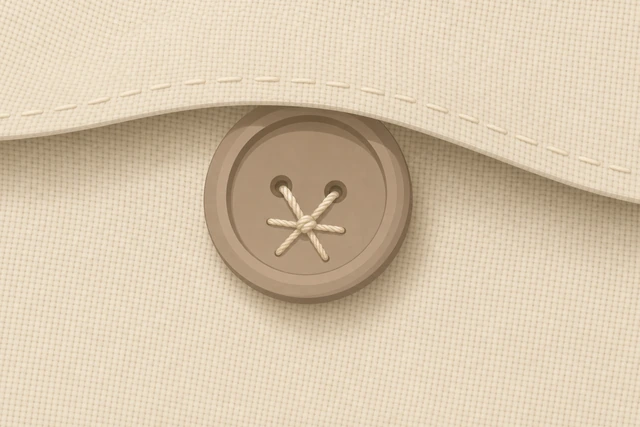 Illustration: small finishing stitches on the back of fabric under a button