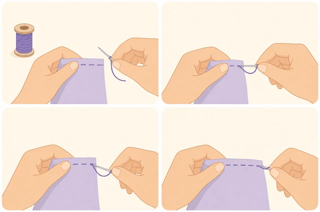 Illustration: shorter sewing thread length to reduce tangles