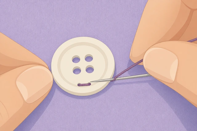 Illustration: slow careful stitches under a button without loops