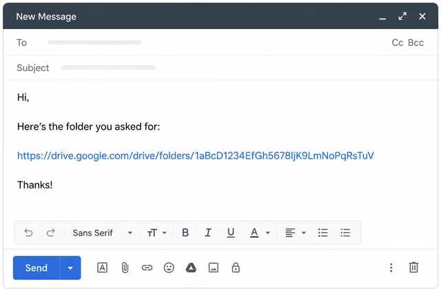 Illustration: Copy link button in Share dialog with link copied toast confirmation